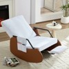 Mjkone Upholstered Corduroy Rocking Chair with Wooden Legs Wrapped in Leather&Adjustable Footrest - 3 of 4
