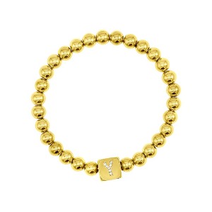 Adornia 14k Gold Plated Initial Cube Stretch Bracelet - 1 of 3