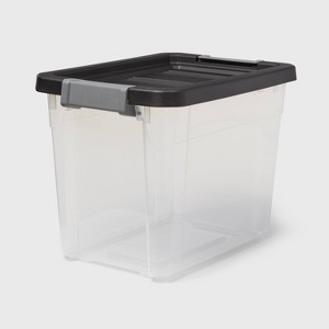 30qt Heavy Duty Latching Clear Storage Box - Brightroom™: Stackable Plastic Bin with Lid, Universal Utility Storage - 1 of 3