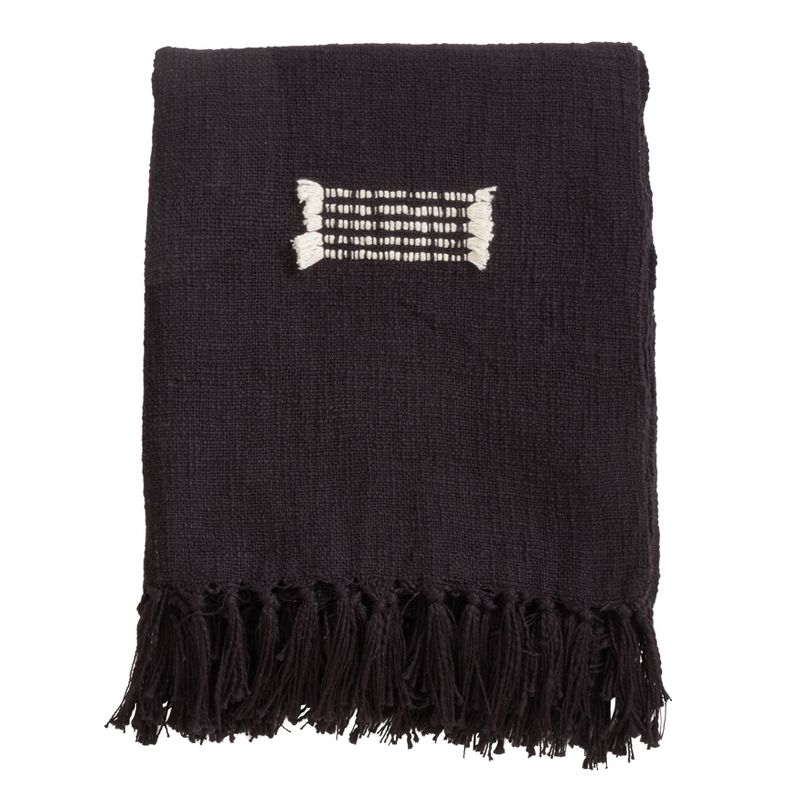 50"x60" Cotton Throw Blanket with Fringed Lines - Saro Lifestyle, 1 of 6