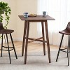 Modern Bar Height 42" Dining Table, Rubberwood Legs and Laminate Table Top, Walnut Finish, Black - 2 of 4