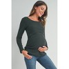 Hello Miz Women's Ribbed Long Sleeve Round Neck Maternity Nursing Top - 2 of 4