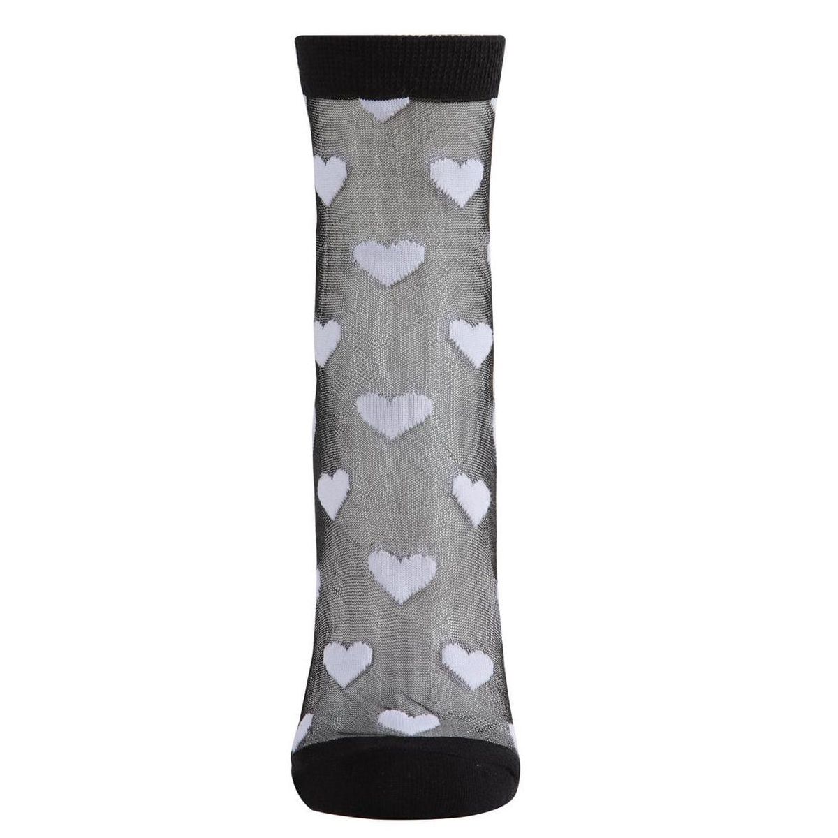 Memoi Women's Hearts Mono Fine Net Semi-Sheer Anklet Sock - thumbnail 6
