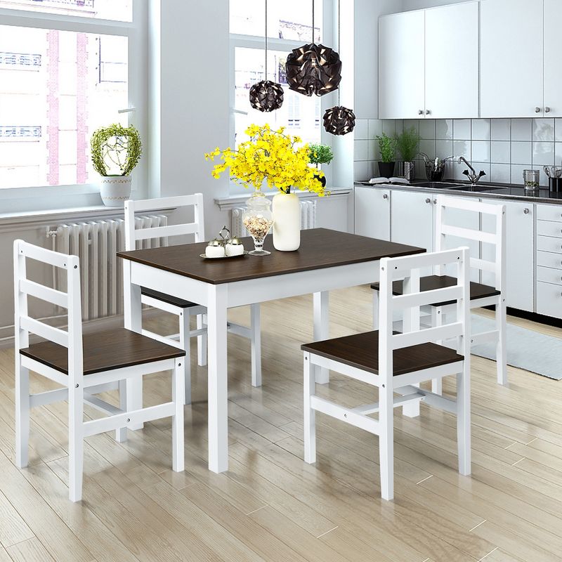 Costway 5pcs Dining Set Solid Wood Compact Kitchen Table & 4 Chairs Modern, 2 of 11