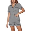 Ekouaer Women's Pajama Sets 2 Piece Short Sleeve Button Down Tops and Pants Pj Set V Neck Sleepwear Loungewear Chest Pocket - 2 of 4