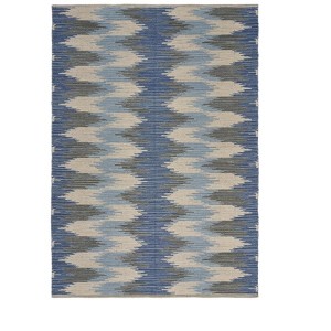 Blue and Cream Ikat Pattern Area Rug - 1 of 4