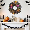 20 Inch Halloween Wreaths for Front Door, Prelit Pumpkin Wreath with 20 LED Lights Maple Leaves Halloween Decorations for Wall Window Party Decor - 2 of 4