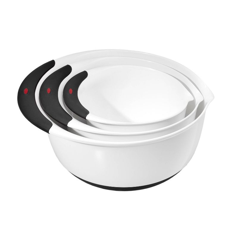 OXO 3pc Plastic Mixing Bowl Set with Black Handles, 1 of 7
