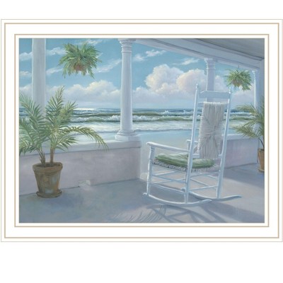 HomeRoots Coastal Porch White Framed Print Wall Art