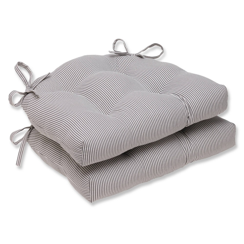 Photos - Pillow Gray Oxford Reversible Chair Pad (Set Of 2)  -  Perfect(16.5"X15.5")