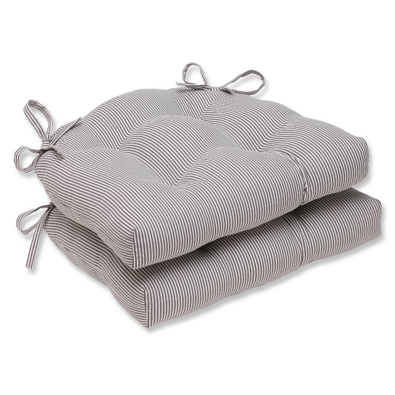Gray Oxford Reversible Chair Pad (Set Of 2) (16.5"X15.5") - Pillow Perfect, 1 of 6