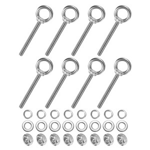 Unique Bargains Stainless Steel Durable Rust-Resistant Eyebolts with Nuts Washers Male Screw for Fastening 10 Pcs - 1 of 4