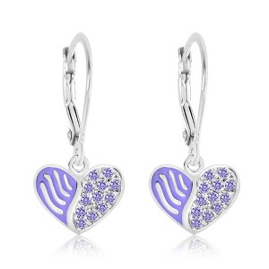 Chanteur Hypoallergenic Kids Jewelry Accessories Heart CZ White Gold Palladium Plating Earrings leverback is made from 925 Sterling silver - 1 of 1