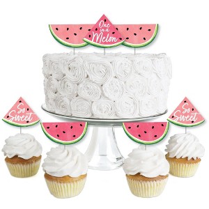 Big Dot of Happiness Sweet Watermelon - Dessert Cupcake Toppers - Fruit Party Clear Treat Picks - Set of 24 - 1 of 4