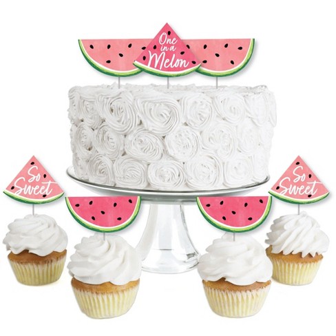 Big Dot of Happiness Sweet Watermelon - Dessert Cupcake Toppers - Fruit Party Clear Treat Picks - Set of 24 - image 1 of 4