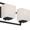 Possini Euro Design Modern Wall Light Black Hardwire 29" 4-Light Fixture White Rectangular Glass Shade for Bathroom Vanity Home - 3 of 4