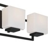 Possini Euro Design Modern Wall Light Black Hardwire 29" 4-Light Fixture White Rectangular Glass Shade for Bathroom Vanity Home - image 3 of 4