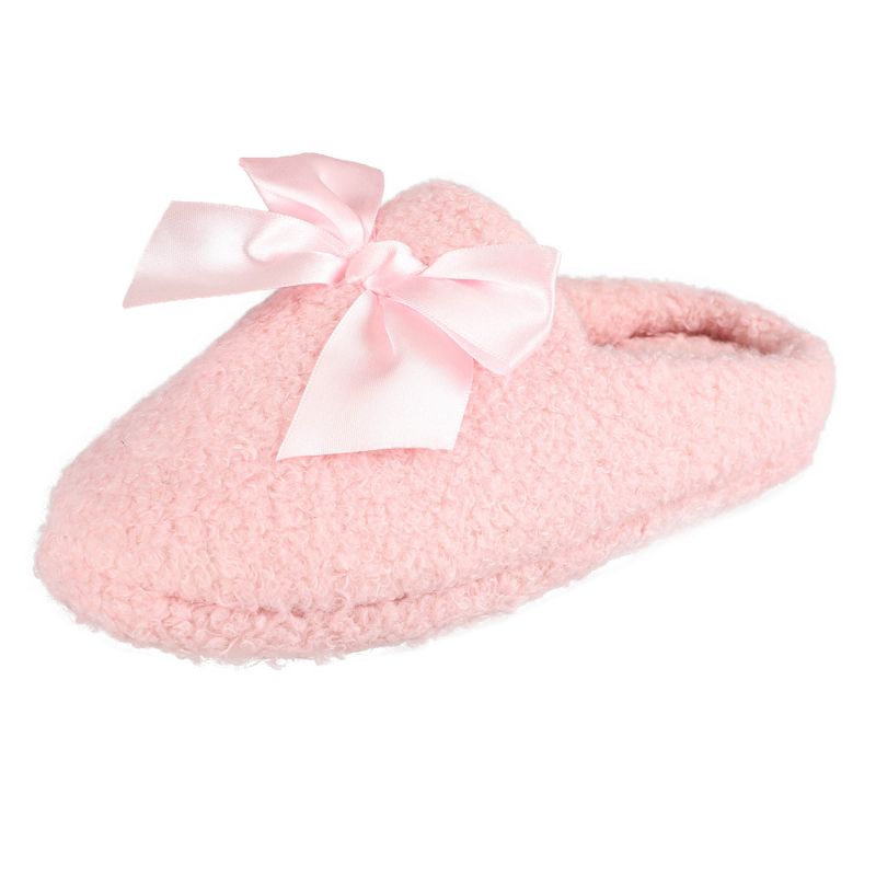 Jessica Simpson Girl's Slip-On Faux Shearling Clog Slippers with Satin Bow, 2 of 6