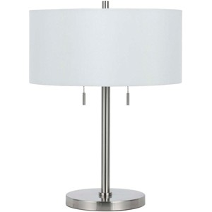 Cal Lighting 60W X 2 Calais Metal Table Lamp - Brushed Steel - 1 of 2