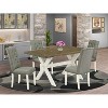 5-Piece Natural Oak Finish Solid Wood Top Dining table with 4 Chairs with - 2 of 4