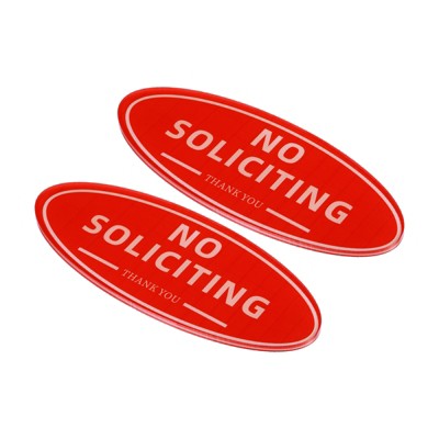 Unique Bargains Acrylic Self-Adhesive Home Business No Soliciting Sign 2 Pcs