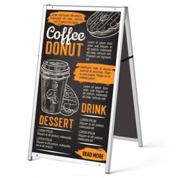 Headline Sign 5694 Customizable Floor Tent With 2 Double-sided Inserts and Black for sale online 