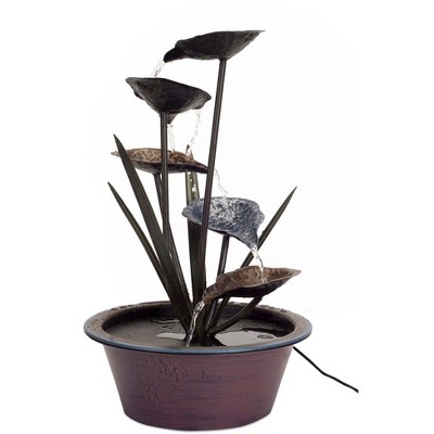 Melrose Metal Lotus Leaf Fountain 22"H