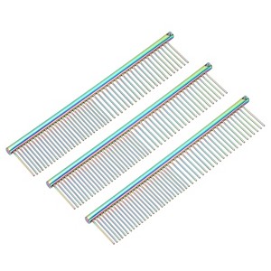 Unique Bargains Stainless Steel Rounded Ends Gentle Care Pet Comb 3 Pcs - 1 of 4
