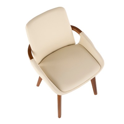 Walnut and Cream Faux Leather High Back Side Chair
