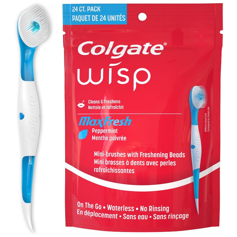 Colgate Optic White Wisp Disposable Mini Toothbrush, Peppermint - Trial Size - 24ct, 1 of 9