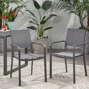 Sapphtopaz 2-Pieces Outdoor Dining Chairs Aluminum Outdoor Chair with Arms, Rope Seat for Poolside, Balcony, Lawn - 1 of 4