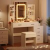Vanity Desk with Mirror, LED Lights, Power Outlet, Makeup Table with 6 Drawers, 6 Storage Shelves & Stool for Bedroom - 3 of 4