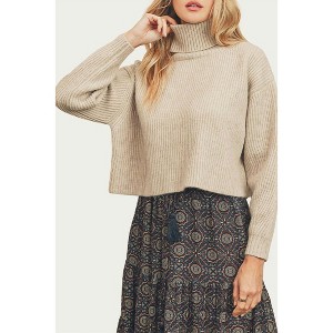 Women's RIBBED-KNIT CROPPED TURTLENECK SWEATER - DRESS FORUM - 1 of 3