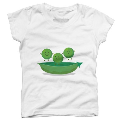 Girl's Design By Humans Cute jumping peas in pod cartoon illustration By thefrogfactory T-Shirt