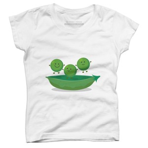 Girl's Design By Humans Cute jumping peas in pod cartoon illustration By thefrogfactory T-Shirt - 1 of 3