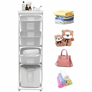 QingMoon Laundry Hamper with Wheels, 4-Tier Laundry Storage Organizer with Removable Baskets, Stackable Laundry Cart for Laundry Room or Small Space - 1 of 4