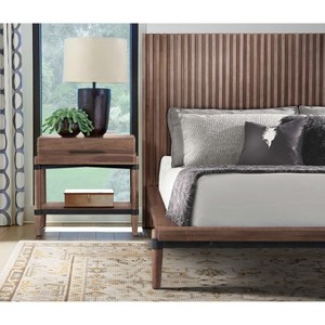 Airsurfer Standard Brown Wood Bedside Table Modern Rustic Nightstand Bedroom Furniture for Bedroom Organization - 1 of 4