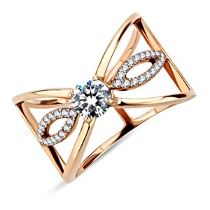Slickblue Trendy Women's Rose Gold IP Stainless Steel Ring with Round Clear CZ - Modern Jewelry Piece, Size 5-10 - 1 of 4