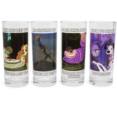 Silver Buffalo Disney Minnie Red Stripe Dots 4 Pack Tumbler Glass Set, 10  Ounces