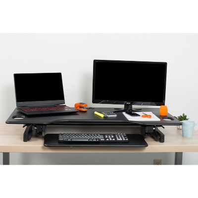 Black Adjustable Height Standing Desk Converter with Keyboard Tray