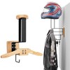 TROPOW Helmet Holder, Multi-Functional Wooden Motorcycle Helmet Stand with Heavy Duty Metal Frame, Wall Mounted Coat Rack for Hallway - 2 of 4