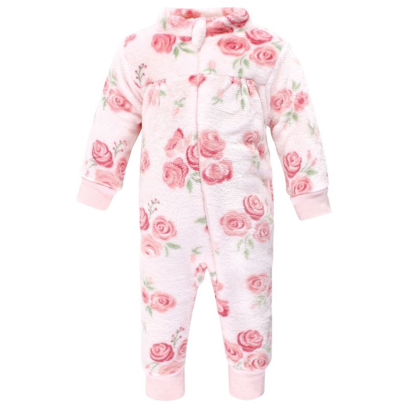Hudson Baby Infant Girl Plush Jumpsuits, Blush Rose, 4 of 6