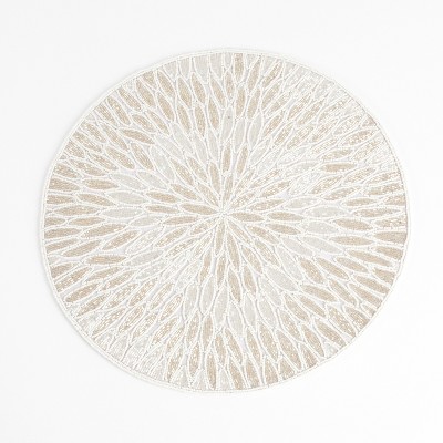 White Beaded Round Placemats Set of 4