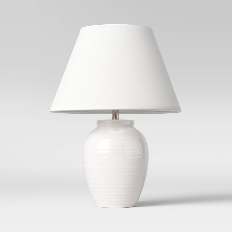 Turned Ceramic Table Lamp White - Threshold™, 1 of 11