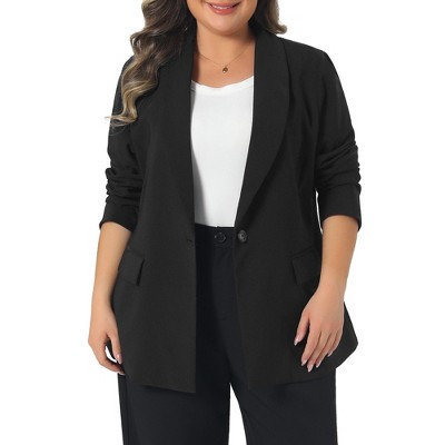 Women's Plus Size Lapel Collar Long Sleeve Button Down Casual Business Dressy Blazers - Agnes Orinda