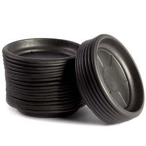 Juvale 24 Pack Small Plastic Plant Saucers for Pots, 4 Inch Drip Tray for Planter, Indoor, Outdoor Flowers, Black - 1 of 4