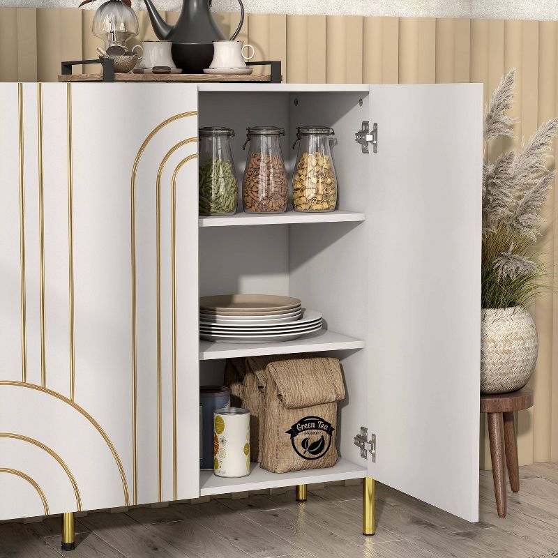 24/7 Shop At Home Touchsoft Glam 4 Shelf Sideboard Buffet with Adjustable Shelves, 5 of 14