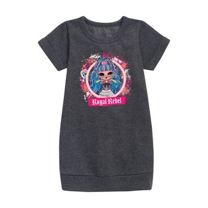 Girls' - LOL Surprise! - Royal Rebel Graphic Short Sleeve Fleece Dress - 1 of 3