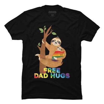 Adult Design By Humans Free Dad Hugs Rainbow Sloth Pride By KangThien T-Shirt