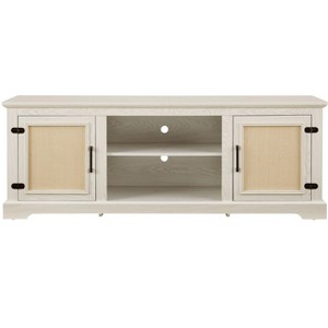 NicBex TV Stands for 70 inch TV, Entertainment Center with 2 Storage Shelves and 2 Rattan Cabinets,TV Console for Bedroom, Living Room, Home,White - 1 of 4